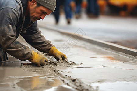 铺水泥的男人高清图片