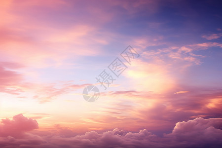 粉色云层空中的云海背景
