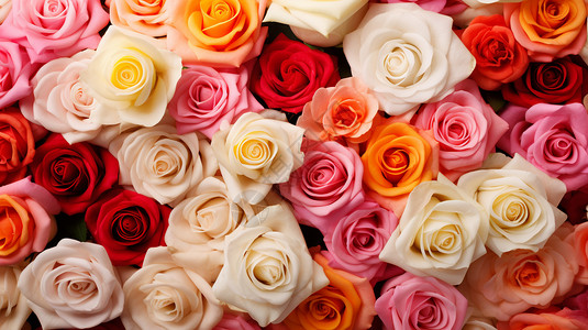 多彩玫瑰花墙背景图片