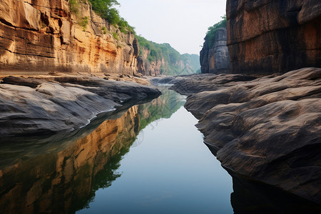 悬崖下的一条河背景图片