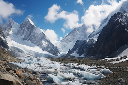 荒野的雪山图片