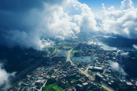 云朵保护地球城市天空中的云朵背景