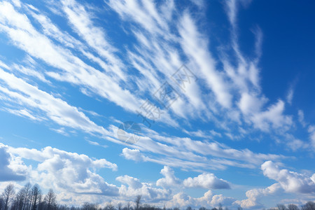 蓝色天空絮状高积云高清图片