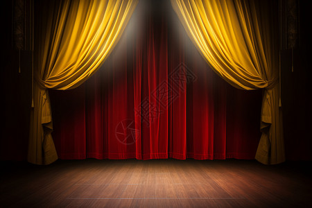 大红幕红色幕布下的表演舞台背景