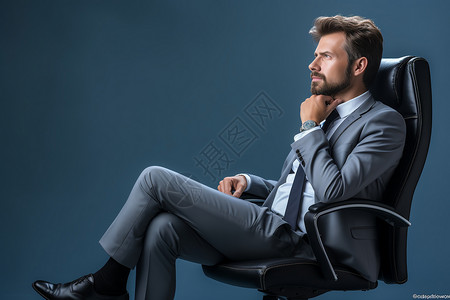 坐在办公椅上的男人图片