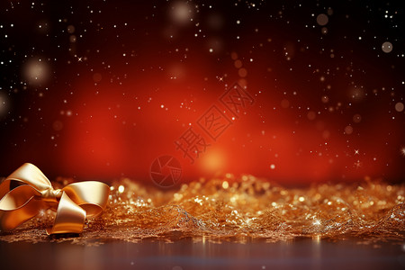圣诞节金色丝带金色闪烁的装饰背景