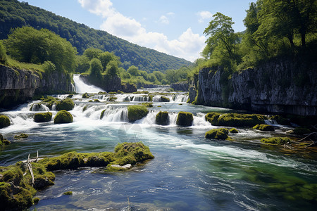 卢拉夫塞尔维亚的瀑布公园背景