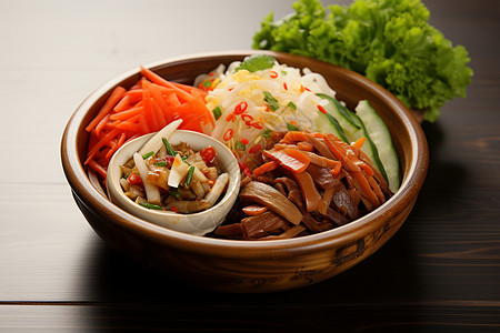 胡萝卜拌芹菜和蔬菜沙拉背景图片