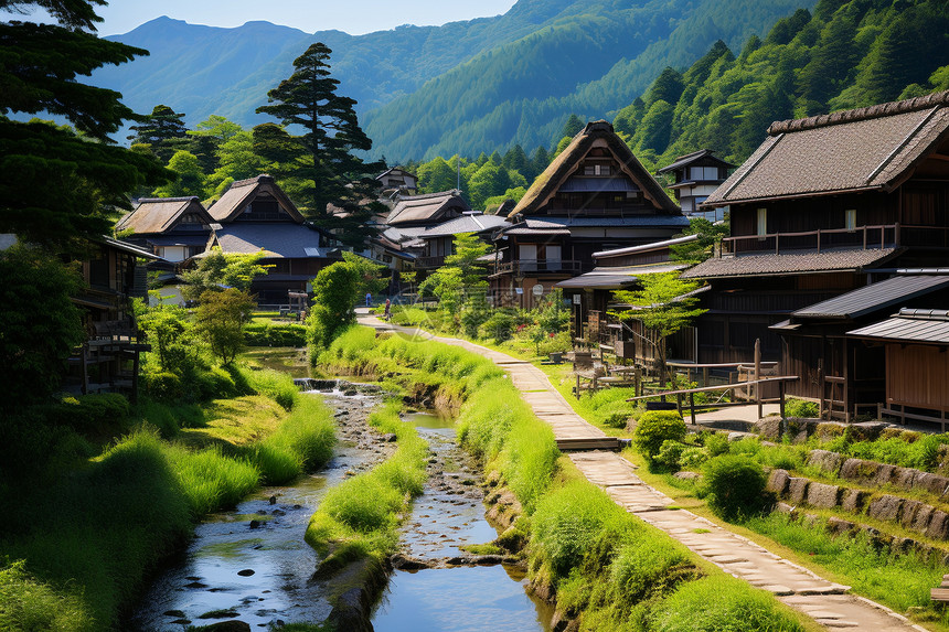 山里的日本古村落图片