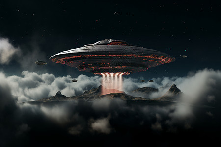 神秘的外星飞船背景图片