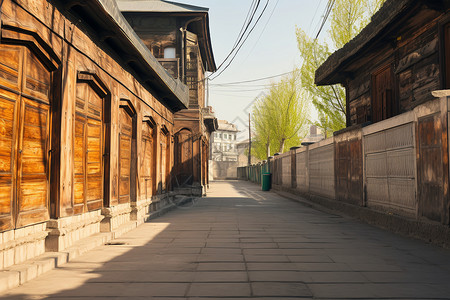 木雕街巷照片图片
