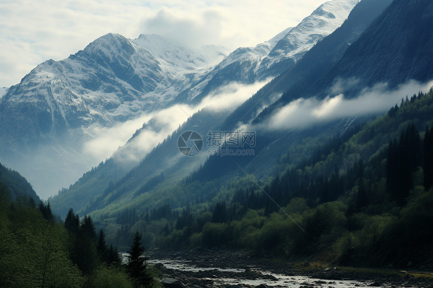 雪中远山图片