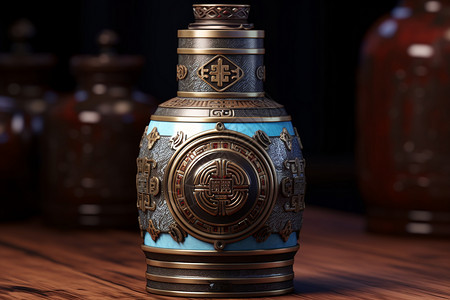 古韵青铜陶瓷酒瓶背景图片