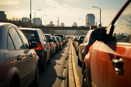 镖队城市拥堵的交通背景