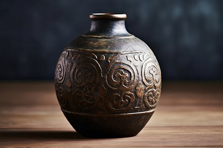 古朴典雅青铜酒瓶背景图片