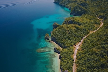 高空鸟瞰海岛风景高清图片