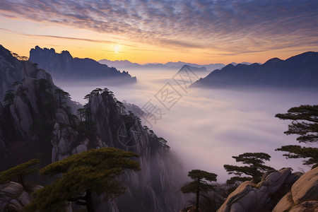 云海飘渺的风景背景