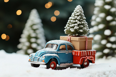 冬季的圣诞树和礼物图片