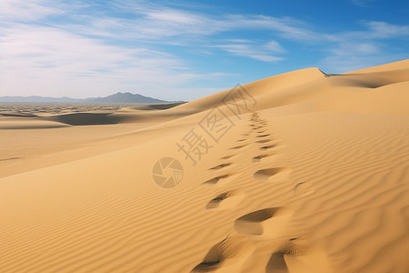 沙脚印一条长长的沙路背景
