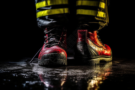 消防员的靴子特写背景图片