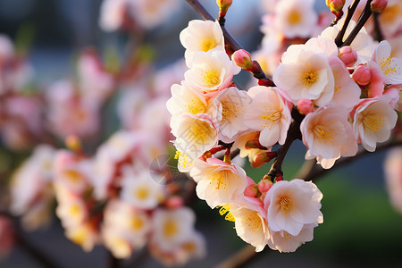 户外盛开的美丽樱花背景图片