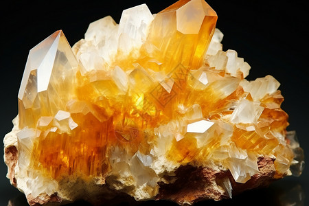 天然的黄色水晶矿石图片