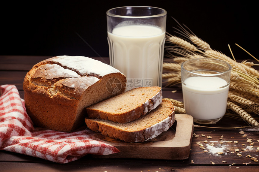 营养健康的全麦面包图片