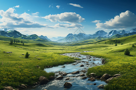 美丽山谷的绝美风景画背景图片