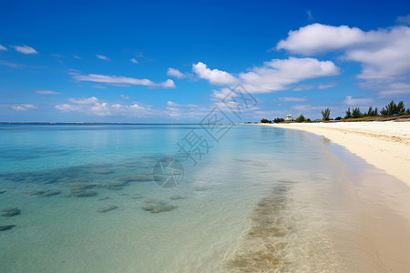 蔚蓝海水的夏季度假海洋景观图片