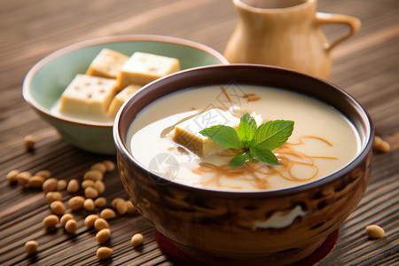 制作豆腐传统美食的豆腐羹背景