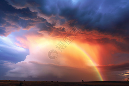 雨后彩虹素材天空中美丽的彩虹景观背景