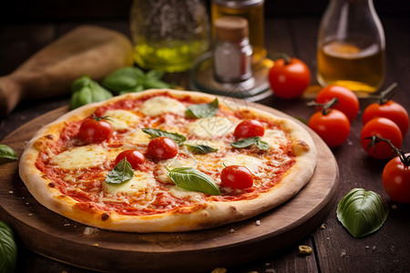新鲜披萨美味的意大利披萨背景