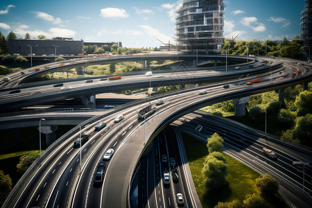 城市中的高速立交桥背景图片