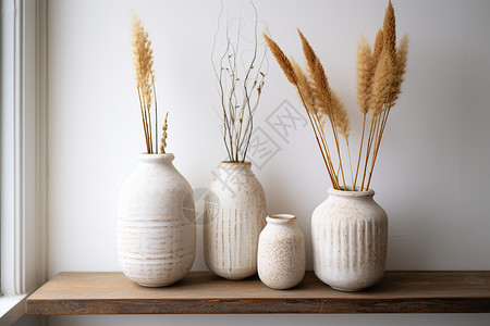 芦苇纹白纹手工制陶瓷花瓶背景