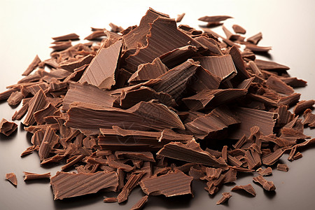 切碎巧克力餐桌上的巧克力碎片背景