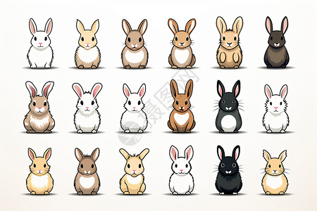 可爱的卡通小兔子插图合集背景图片