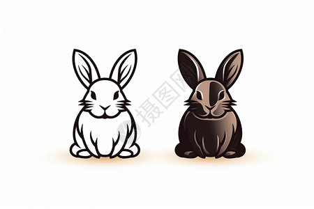 简约线性的卡通小兔子图片