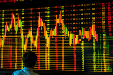 证券交易所的股票走势屏幕背景图片