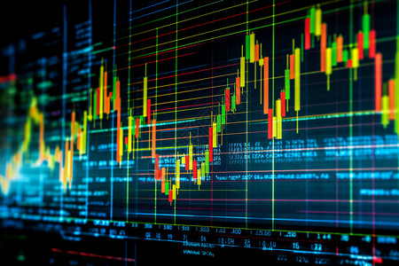 彩色屏幕现代证券交易所的股票走势屏幕背景