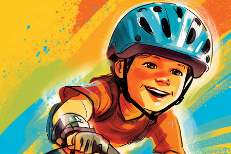 快乐骑行的小男孩背景图片