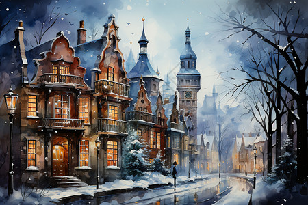 冬日小镇的美景图片