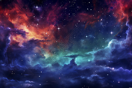 宇宙奇幻中的绚丽夜空背景图片