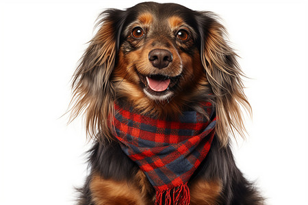 快乐犬戴着围巾图片