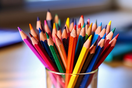 铅笔彩色被子里的彩色铅笔背景