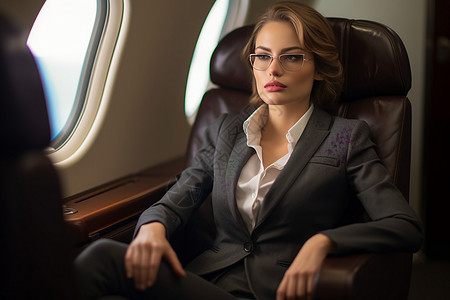 坐飞机的女人背景图片
