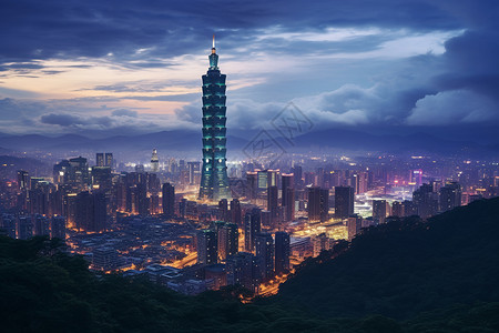 巅峰之夜霓虹夜空下的都市巅峰背景