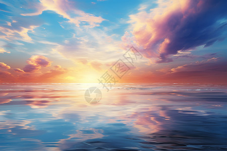 海洋上的日落美景背景图片