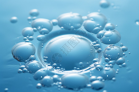 蓝色泡沫中的水滴背景图片