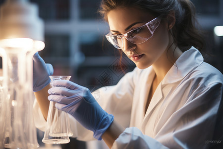 智能科技研究芯片实验室药物研究中的女科学家背景