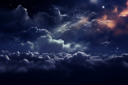 乌云密布的黑夜背景图片